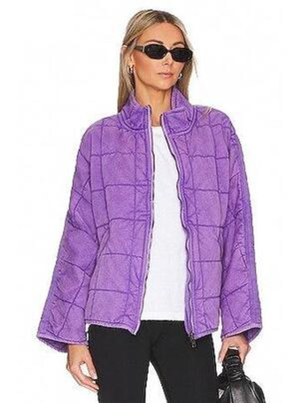 Free People Quilted Dolman Jacket in Moonberry • Size XL - Picture 2 of 8